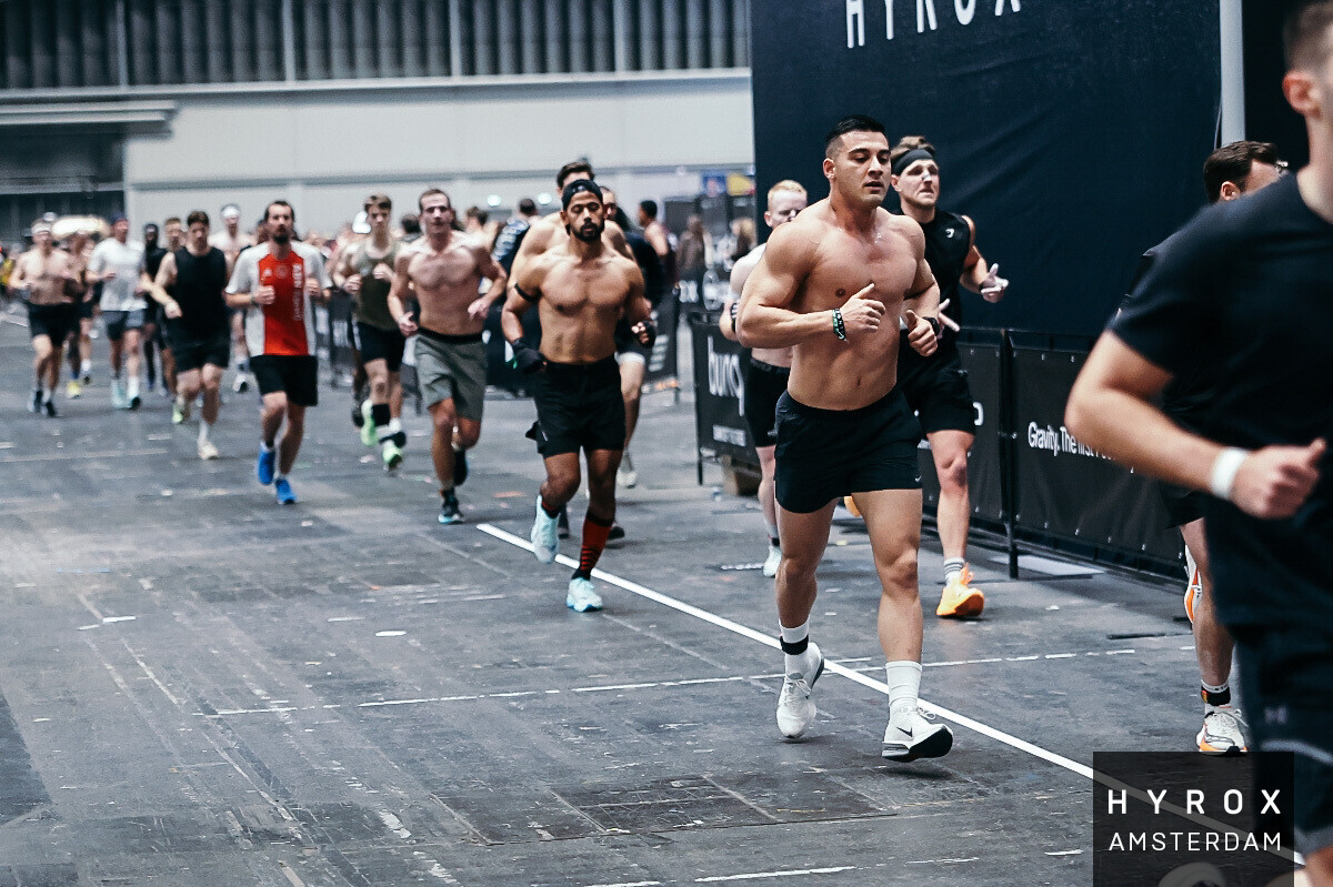 Running lap during a HYROX race in Amsterdam
