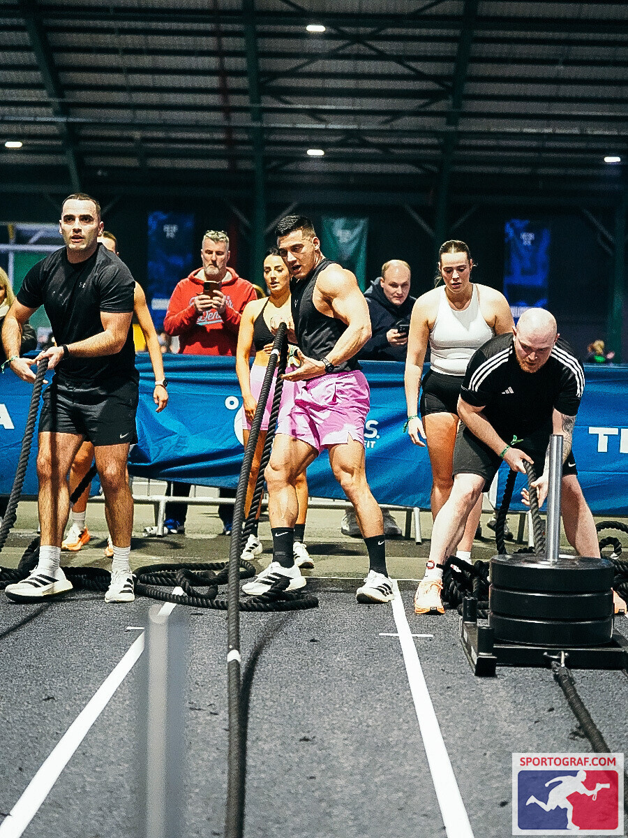 Battle ropes and sled pull station at TRYKA Dublin
