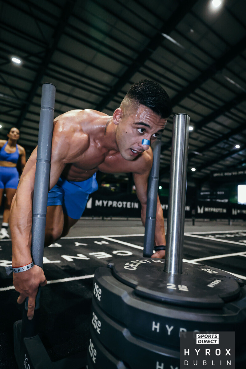 Sled push at HYROX Dublin