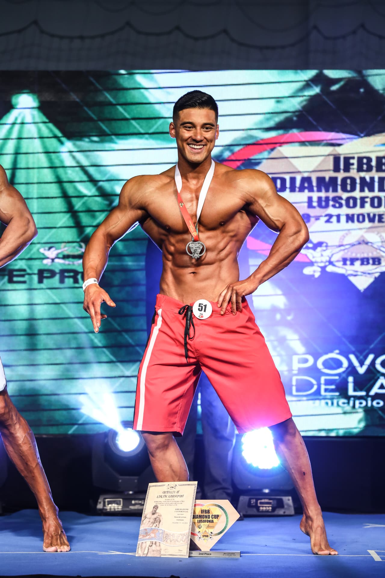Coach M.M.X with his silver medal at the IFBB Diamond Cup Lusofonia