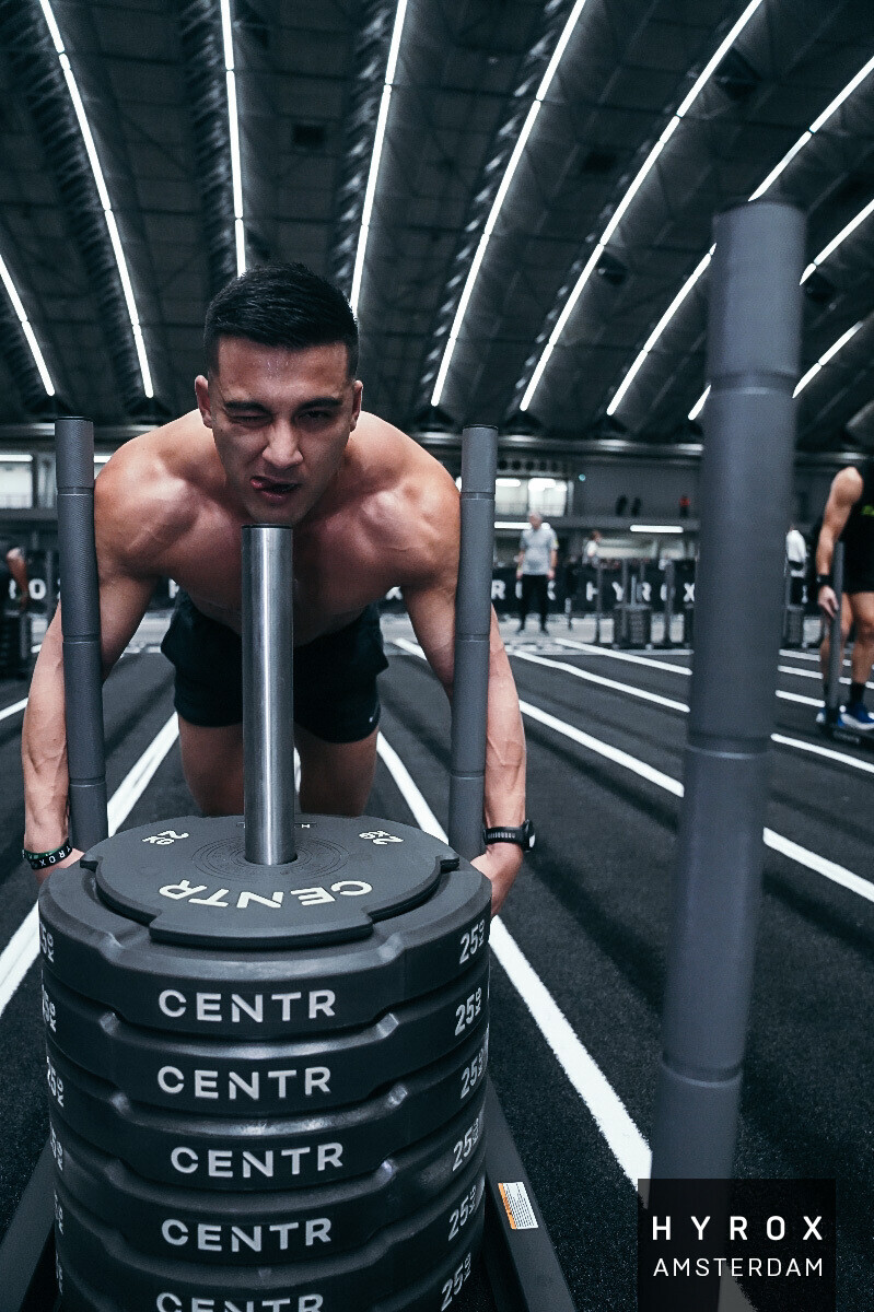 Sled push at HYROX Amsterdam