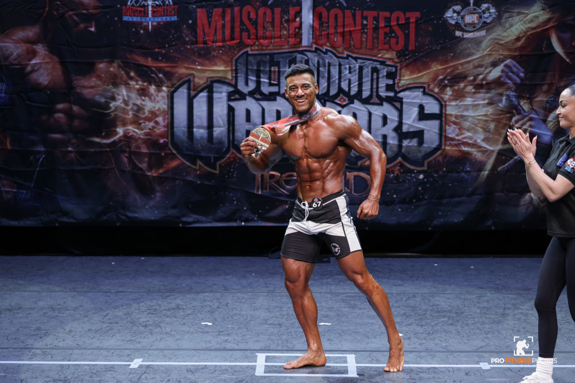 Coach M.M.X with his winner's medal at Muscle Contest Ultimate Warriors Ireland