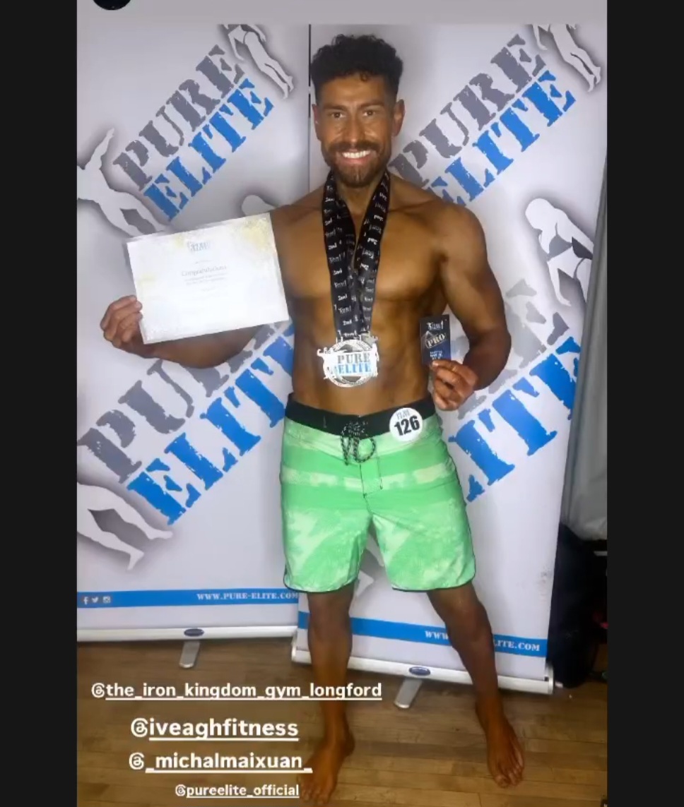 Bodybuilding client transformation — Pure Elite podium